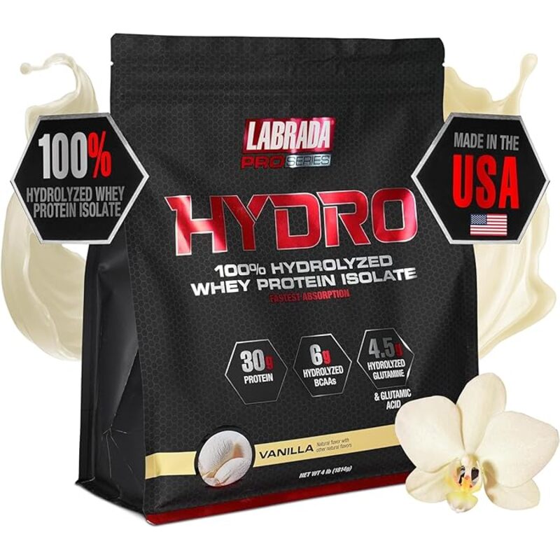 Labrada ProSeries Hydro 100% Hydrolyzed Whey Protein Isolate 4lb Vanilla