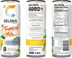 Celsius Sparkling Tropical Vibe Energy Drink with Zero Sugar, 12 x 12oz