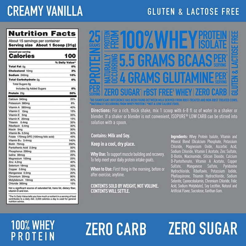 NB Isopure Zero Carb 1lb Vanilla