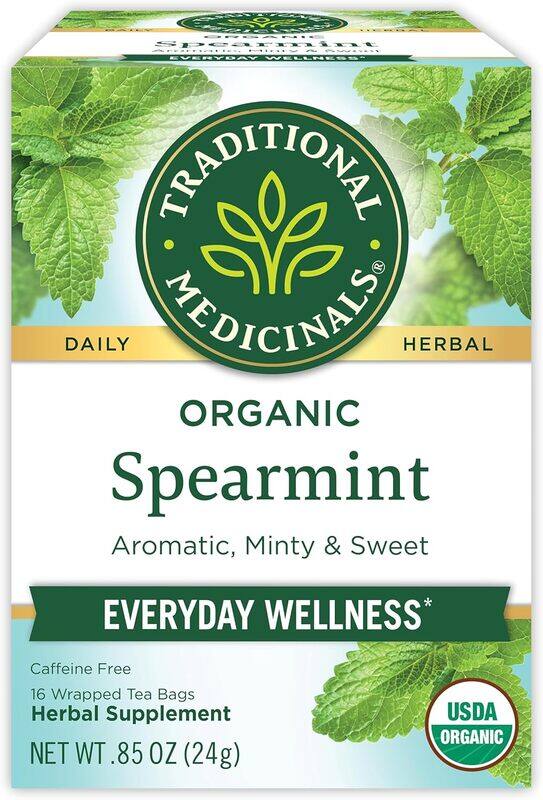 

Traditional Medicinals Organic Spearmint Aromatic, Minty & Sweet Everyday Wellness 16 Wrapped Tea bags 24g