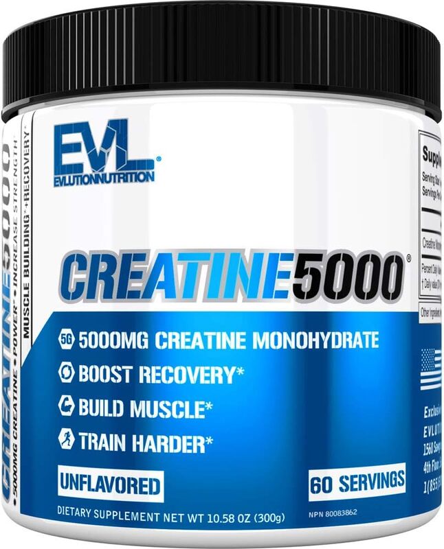 EVL Creatine 5000 Powder Creatine Monohydrate in Each Serving Unflavored 60 Servings