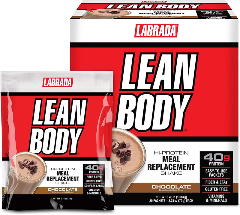 Labrada Lean Body Hi- Protein Meal Replacement Shake, 20 Pieces x 40g, Chocolate