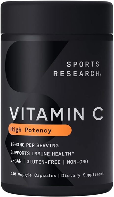 Sports Research High Potency Vitamin C Supplement, 1000mg, 240 Capsules