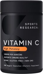 Sports Research High Potency Vitamin C Supplement, 1000mg, 240 Capsules