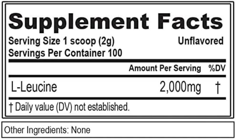 EVL L-Leucine 2000 100 Servings Unflavored