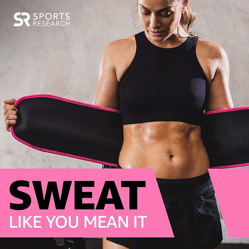 Sports Research Sweet Sweat Waist Trimmer, Large, Pink/Black
