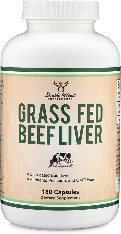 

Double Wood Supplements Double Wood Grass Fed Beef Liver Supplement for Digestion, Immune Health, Energy, and Wellness 500 mg 180 capsules