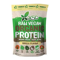 X50 Raw Organic Vegan Gluten Free Naturally Rich in Vitamins and Minerals Protein Powder, 1 Kg, Vanilla