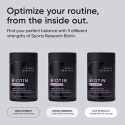 Sports Research Biotin with Organic Coconut Oil Supplement, 10000mcg, 30 Softgels