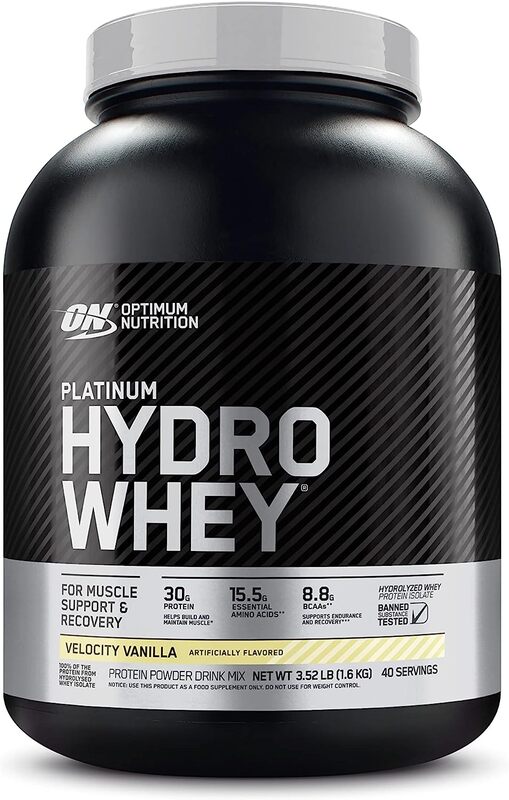 Optimum Nutrition (On) Platinum Hydrowhey Protein Powder, 100% Hydrolyzed Whey Isolate Powder - Velocity Vanilla, 3.5 Lbs