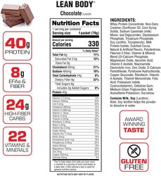 Labrada Lean Body Hi- Protein Meal Replacement Shake, 20 Pieces x 40g, Chocolate