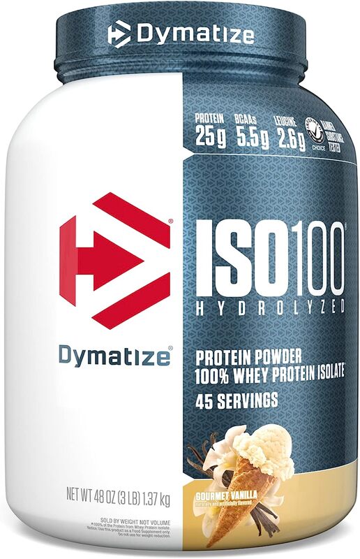 Dymatize ISO 100 Hydrolyzed Protein Powder Gourmet Vanilla 3 lbs