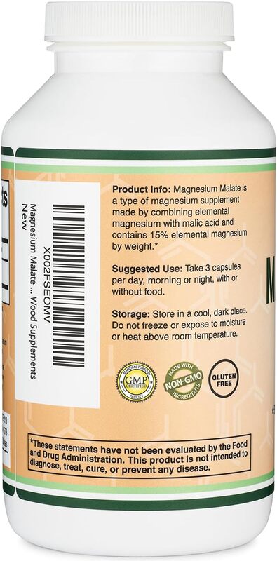 Double Wood Magnesium Malate Supplement 500 mg per Serving 420 capsules