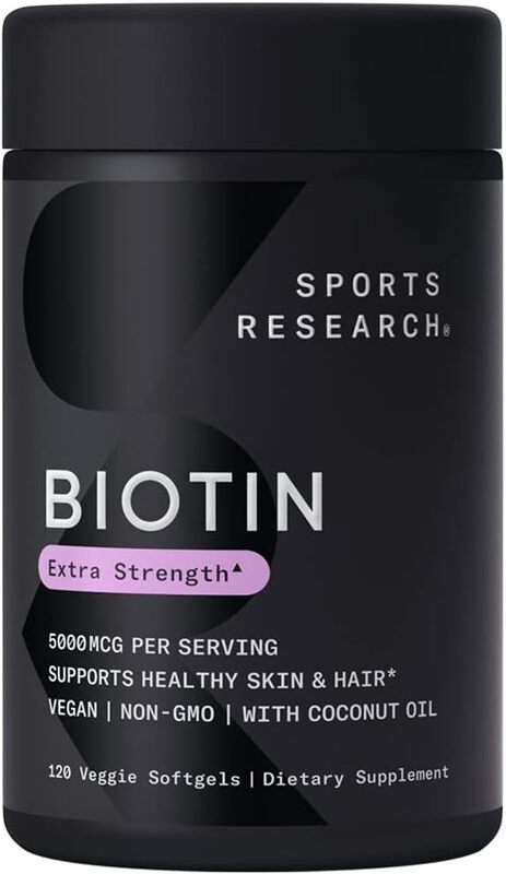 Sports Research Biotin Supplement, 5000mcg, 120 Softgels