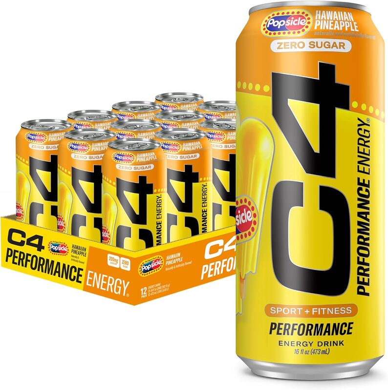 C4 Energy Drink Hawaiian Pineapple Popsicle Energy Drink Pack of 12