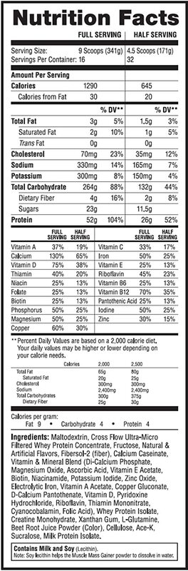 Labrada Muscle Mass Gainer, 12 Lbs, Strawberry