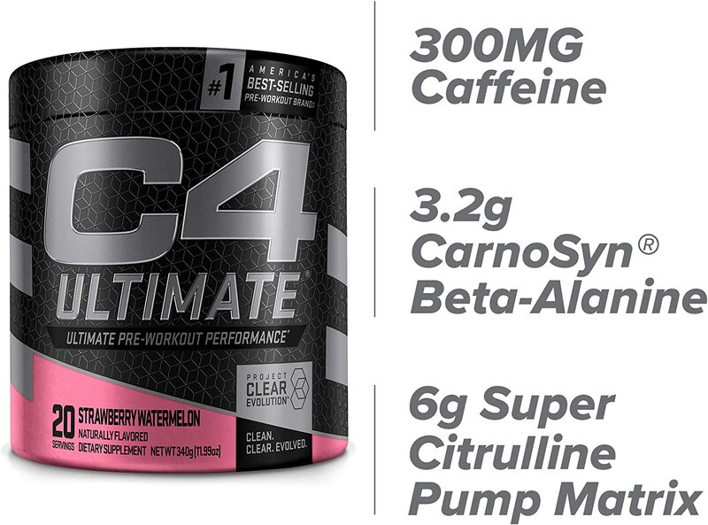 Cellucor C4 Ultimate Pre Workout Powder, 20 Servings, 340g, Strawberry Watermelon