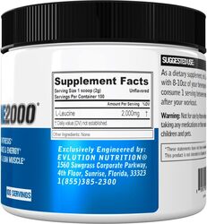 EVL L-Leucine 2000 100 Servings Unflavored