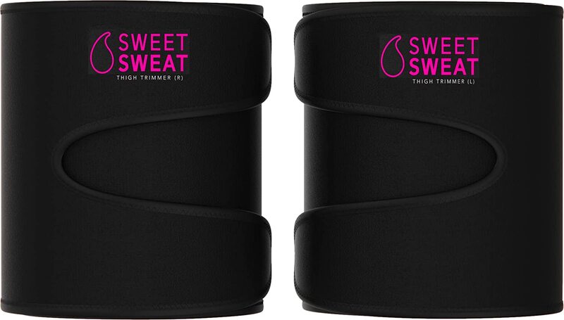 Sports Research Sweet Sweat Thigh Trimmers, Large, Black/Pink