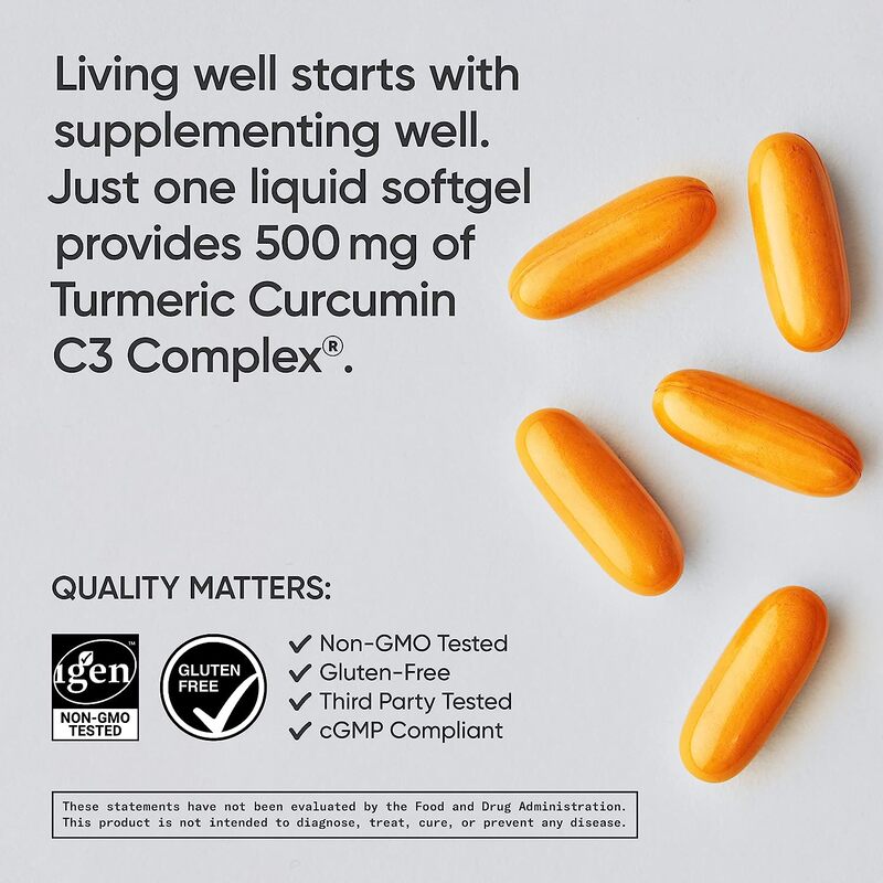 Sports Research C3 Complex Turmeric Curcumin Supplement, 500mg, 60 Softgels