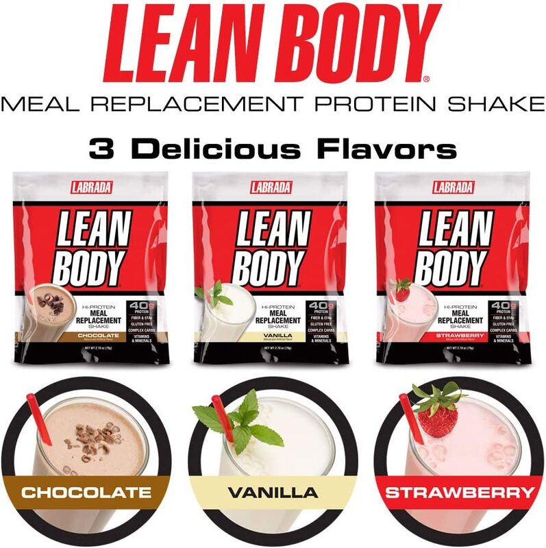 Labrada Lean Body Hi- Protein Meal Replacement Shake, 20 Pieces x 40g, Chocolate