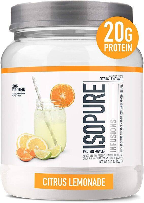 

Isopure Protein Powder, Clear Whey Isolate Protein, Post Workout Recovery Drink Mix, Gluten Free with Zero Added Sugar, Infusions- Citrus Lemonade, 16