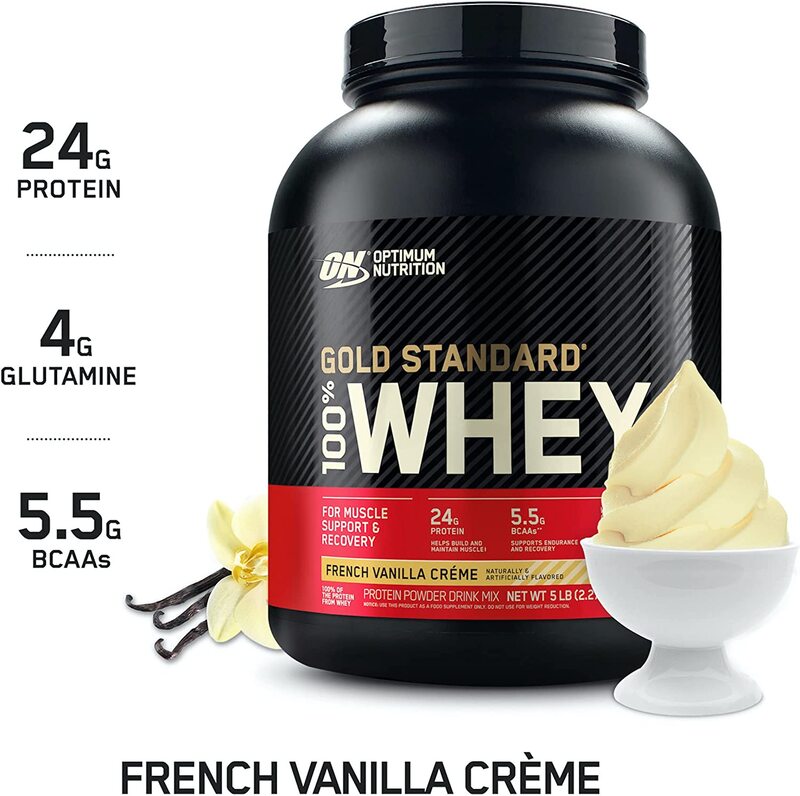 Optimum Nutrition Gold Standard 100% Whey Protein, 5 Lbs, French Vanilla Cream