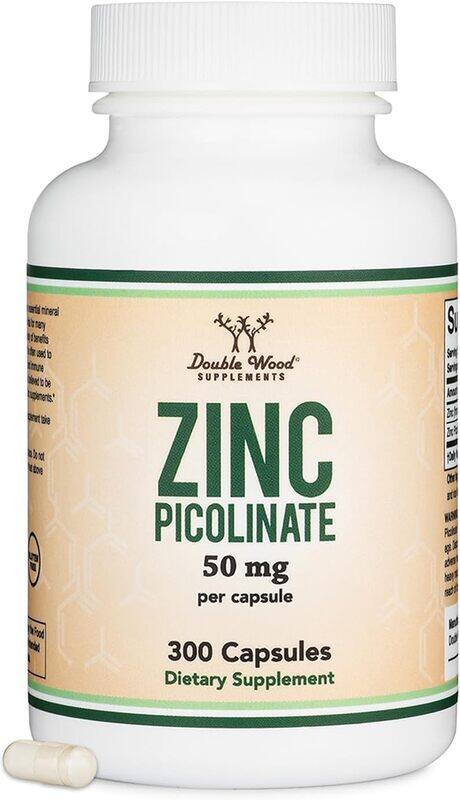 

Double Wood Supplements Double Wood Zinc Picolinate Supplement Immune Support for Kids and Adults 50 mg 300 capsules