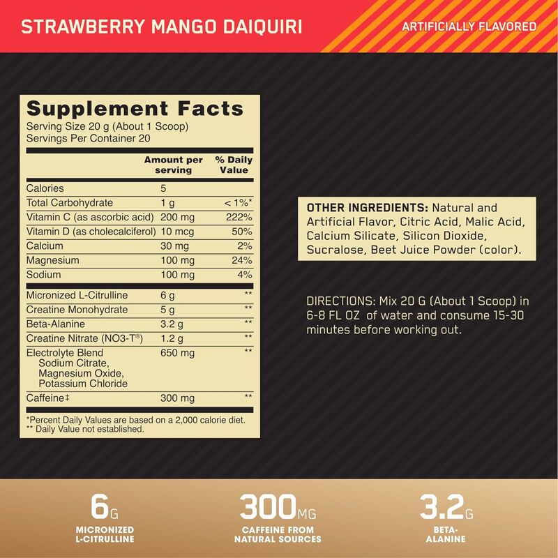 ON Pre Workout Advanced Strawberry Mango Daiquiri 400gm
