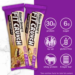 FITCRUNCH Full Size Protein Bars, Designed by Robert Irvine, 6-Layer Baked Bar, 6g of Sugar, Gluten Free & Soft Cake Core (Peanut Butter and Jelly)