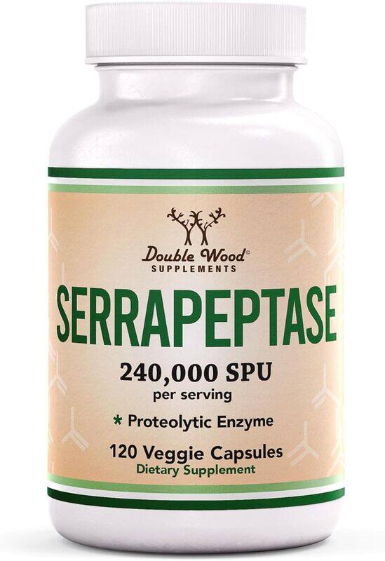 

Double Wood Supplements Double Wood Serrapeptase Supplement Proteolytic Enzyme for Sinus, Respiratory and Joint Health 240,000 SPU 120 Veggie capsules