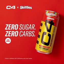 Cellucor C4 Skittles Original Carbonated Zero Sugar Energy Pre Workout Drink, 12 x 16oz