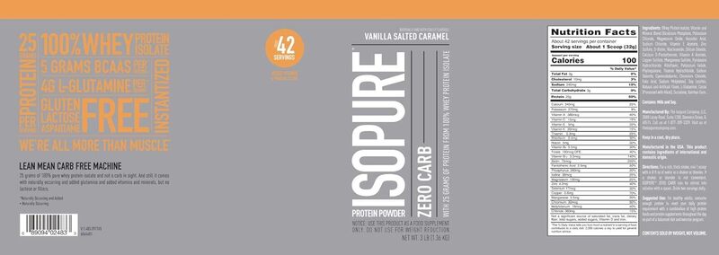 NB Isopure Zero Carb 100% Whey Protein Powder 3lb Vanilla Salted Caramel