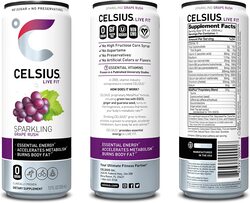 Celsius Zero Sugar Sparkling Grape Rush Fitness Drink, 12 x 12oz