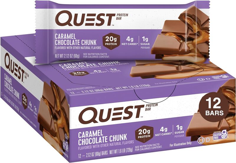 Quest Protein Bars 60g Caramel Chocolate Chunk Pack of 12