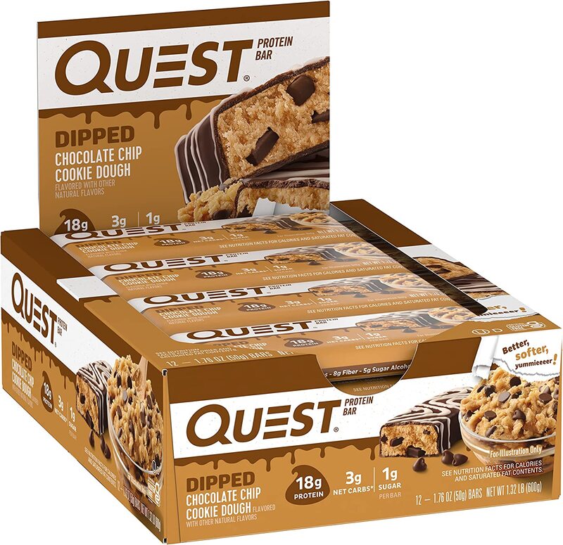 Quest Chocolate Chip Cookie Dough Protein Bar, 12 Piece x 60g