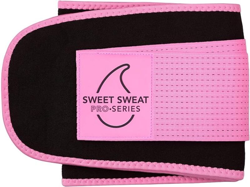 Sweet Sweat Waist Trimmer 'Pro Series' Belt with Adjustable Velcro Straps for Men & Women Black/Pink M/L