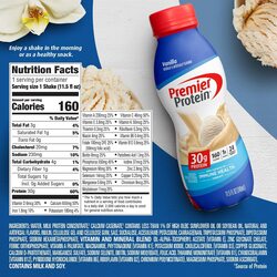 Premier Protein Shake, Vanilla, 30g Protein, 1g Sugar, 24 Vitamins & Minerals, Nutrients to Support Immune Health 11.5 Fl Oz (Pack of 12)