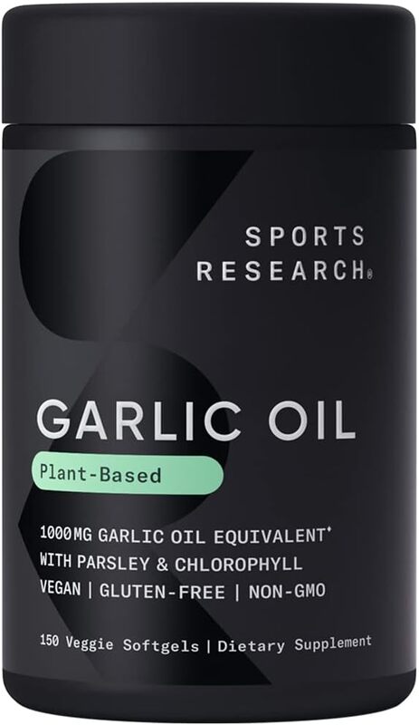 Sports Research Garlic Oil Plant Based with Parsley 150 veggie softgels