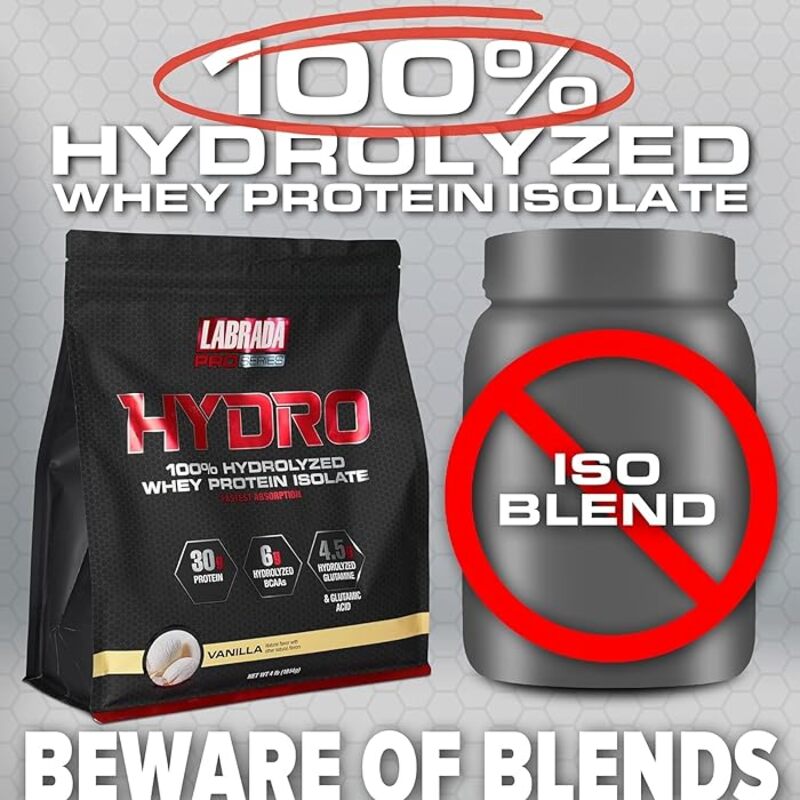 Labrada ProSeries Hydro 100% Hydrolyzed Whey Protein Isolate 4lb Vanilla