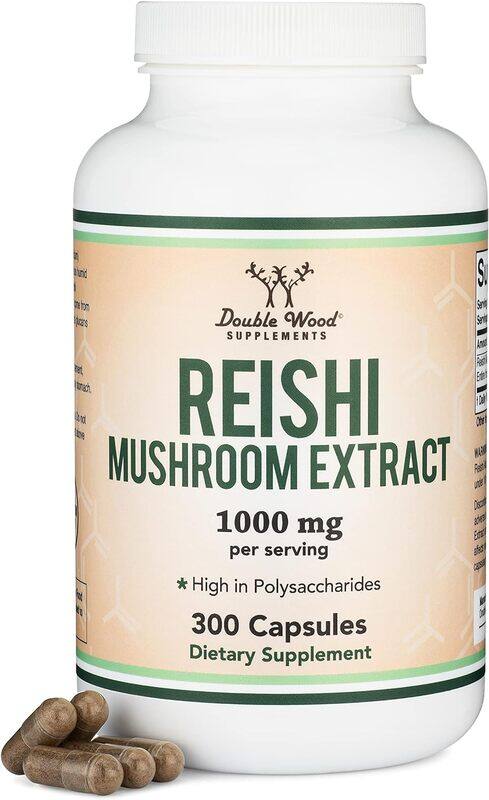 

Double Wood Supplements Double Wood Reishi Mushroom Supplement for Immune System Support and Defense 1000 mg 300 capsules