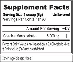 EVL Creatine 5000 Powder Creatine Monohydrate in Each Serving Unflavored 60 Servings