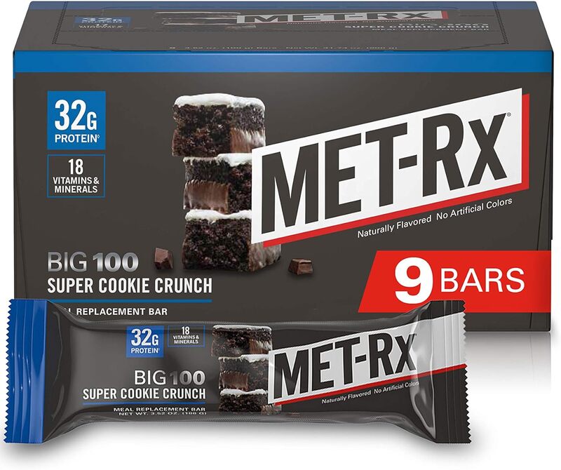 MET-Rx Big 100 Meal Replacement Protein Bar Super Cookie Crunch Pack of 9
