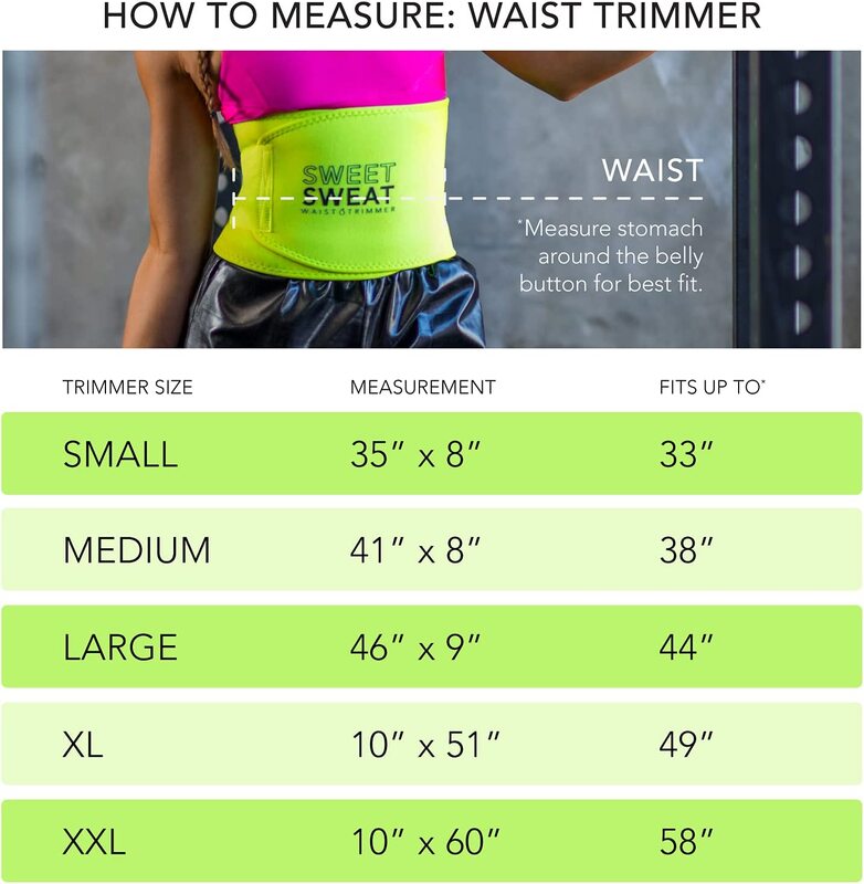 Sports Research Sweet Sweat Waist Trimmer with Latex Free Neoprene Sauna Belt, Medium, Neon Green