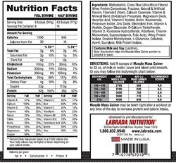 Labrada Muscle Mass Gainer With Creatine Vanilla Flavor 6lbs