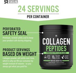 Sports Research Premium Collagen Peptides Powder, 10.16oz, Matcha Green Tea
