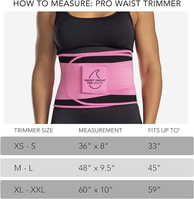 Sweet Sweat Waist Trimmer 'Pro Series' Belt with Adjustable Velcro Straps for Men & Women Black/Pink XL/XXL