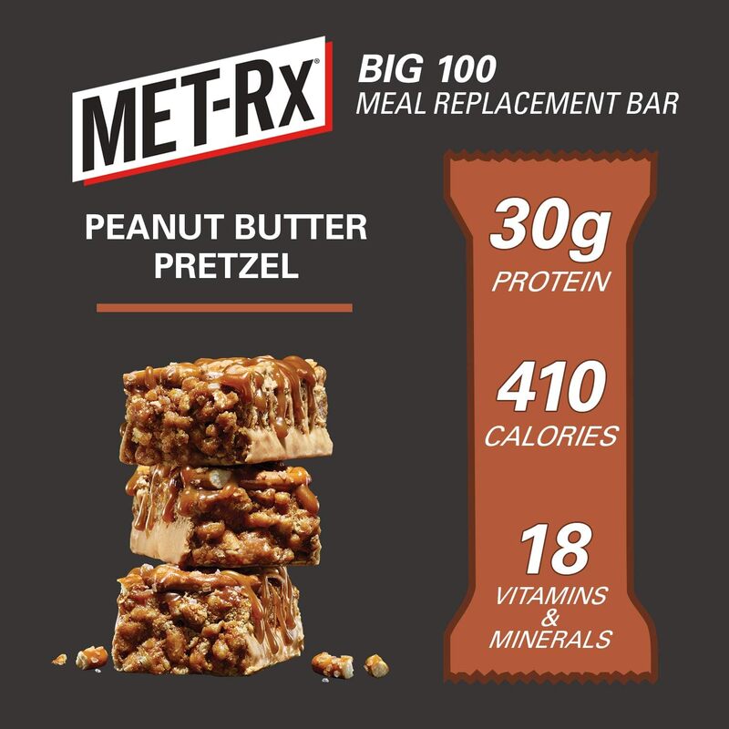 MET-Rx Big 100 Meal Replacement Protein Bar Peanut Butter Pretzel Pack of 9