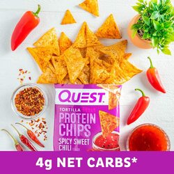 Quest Spicy Sweet Chili Nutrition Tortilla Style Protein Chips, 8 Piece x 32g