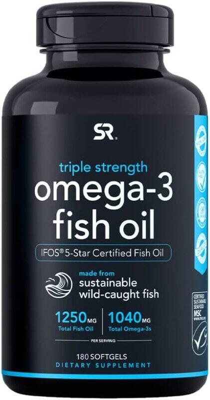 

Sports Research Omega-3 Fish Oil Supplement, 1250mg, 180 Softgels